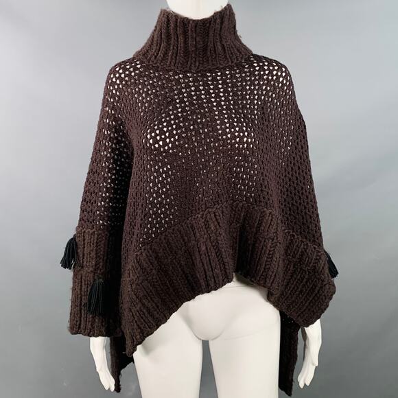 JOHN GALLIANO Size M Brown Wool Blend Turtleneck Chunky Knit Sweater - Picture 1 of 12